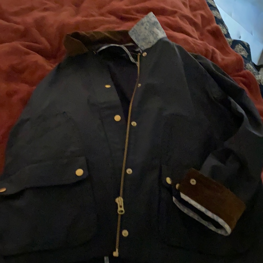 Navy blue shirt barn jacket